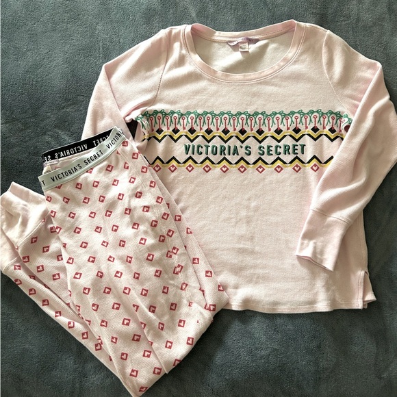 VICTORIAS SECRET waffle thermal pajama set S - Picture 2 of 8